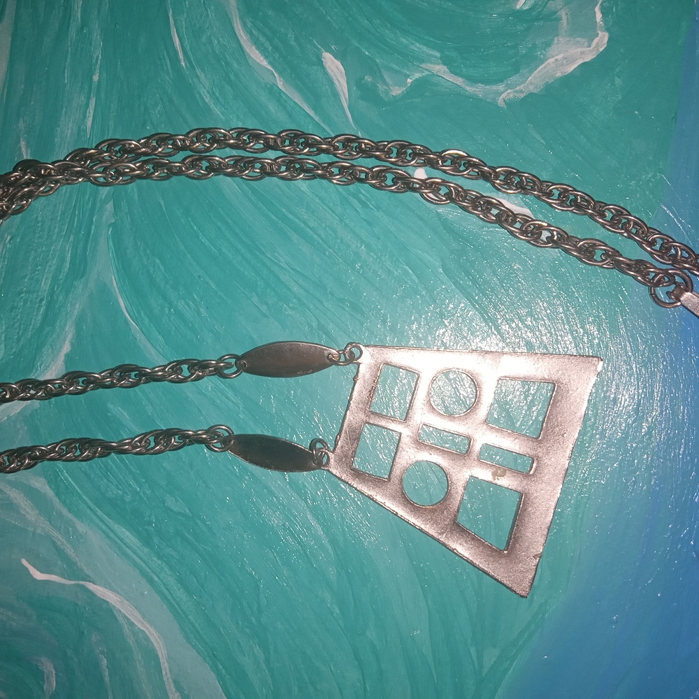 Geometric Silver Necklace - image 4